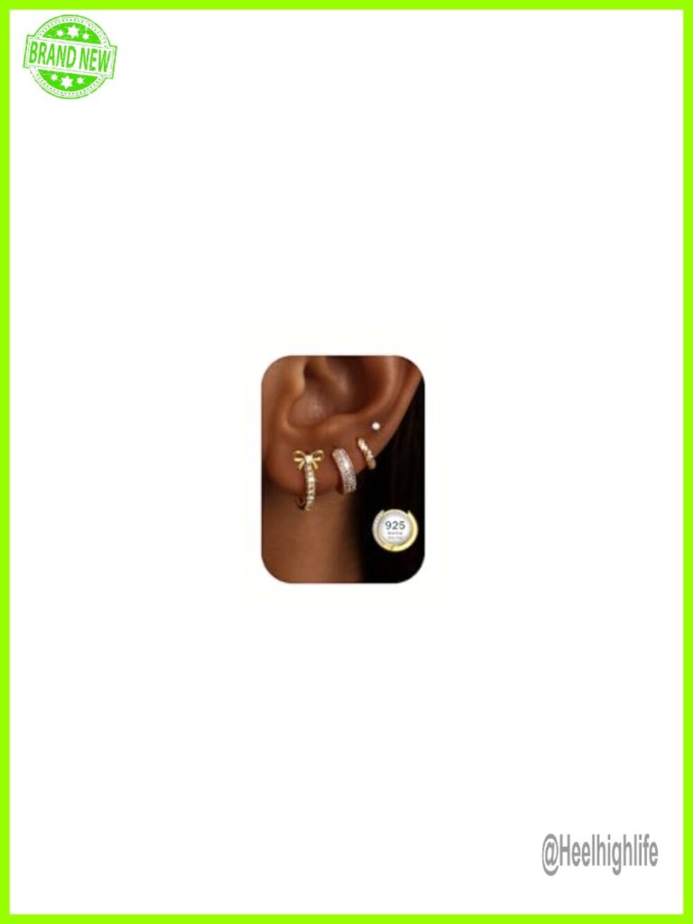 14K Gold Plated Hoop Earrings Hypoallergenic 925 Sterling Silver Huggie Stud Set